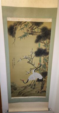 Kakemono japonais ancien (rouleau suspendu)