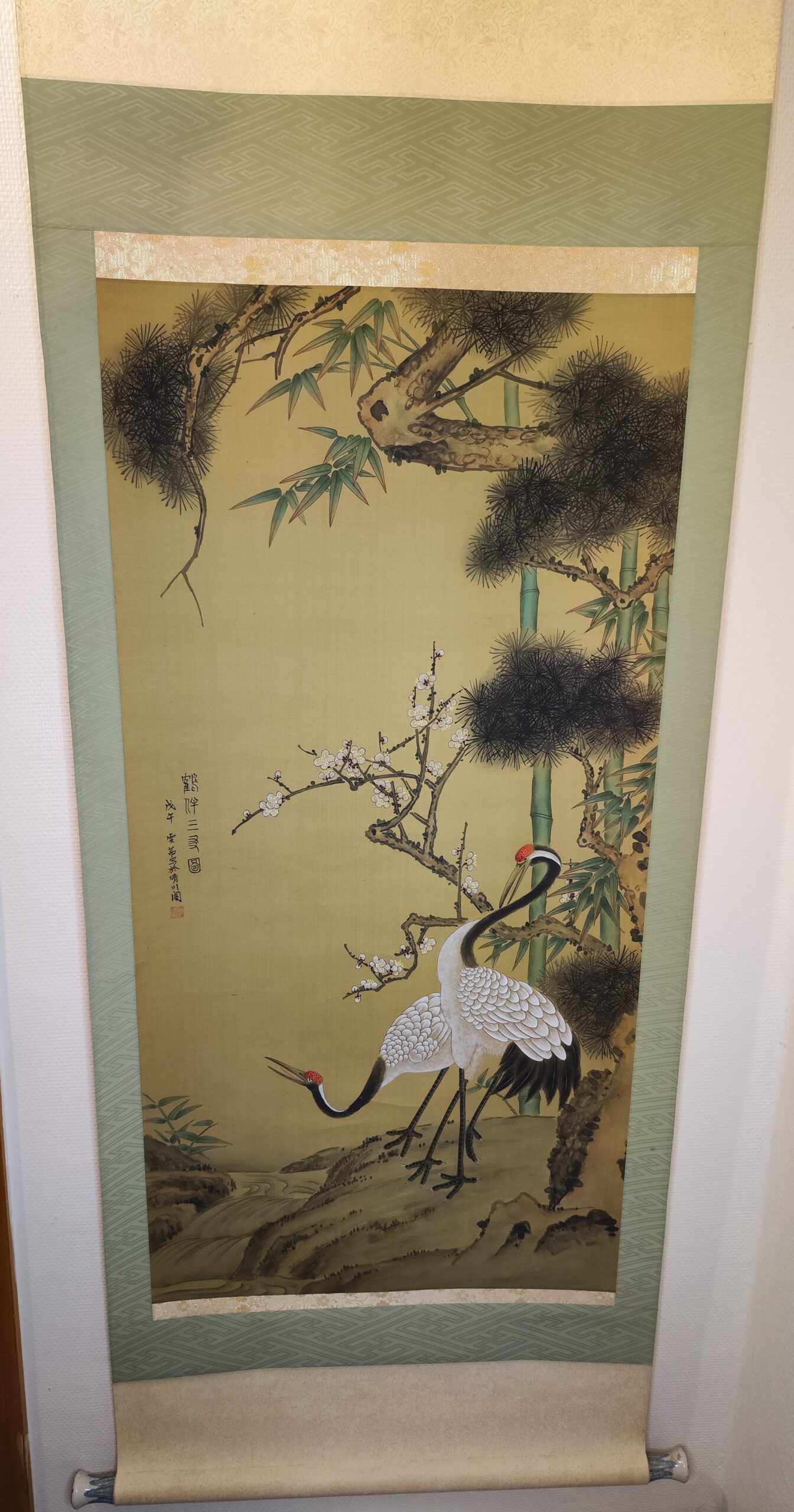 Kakemono japonais ancien (rouleau suspendu)