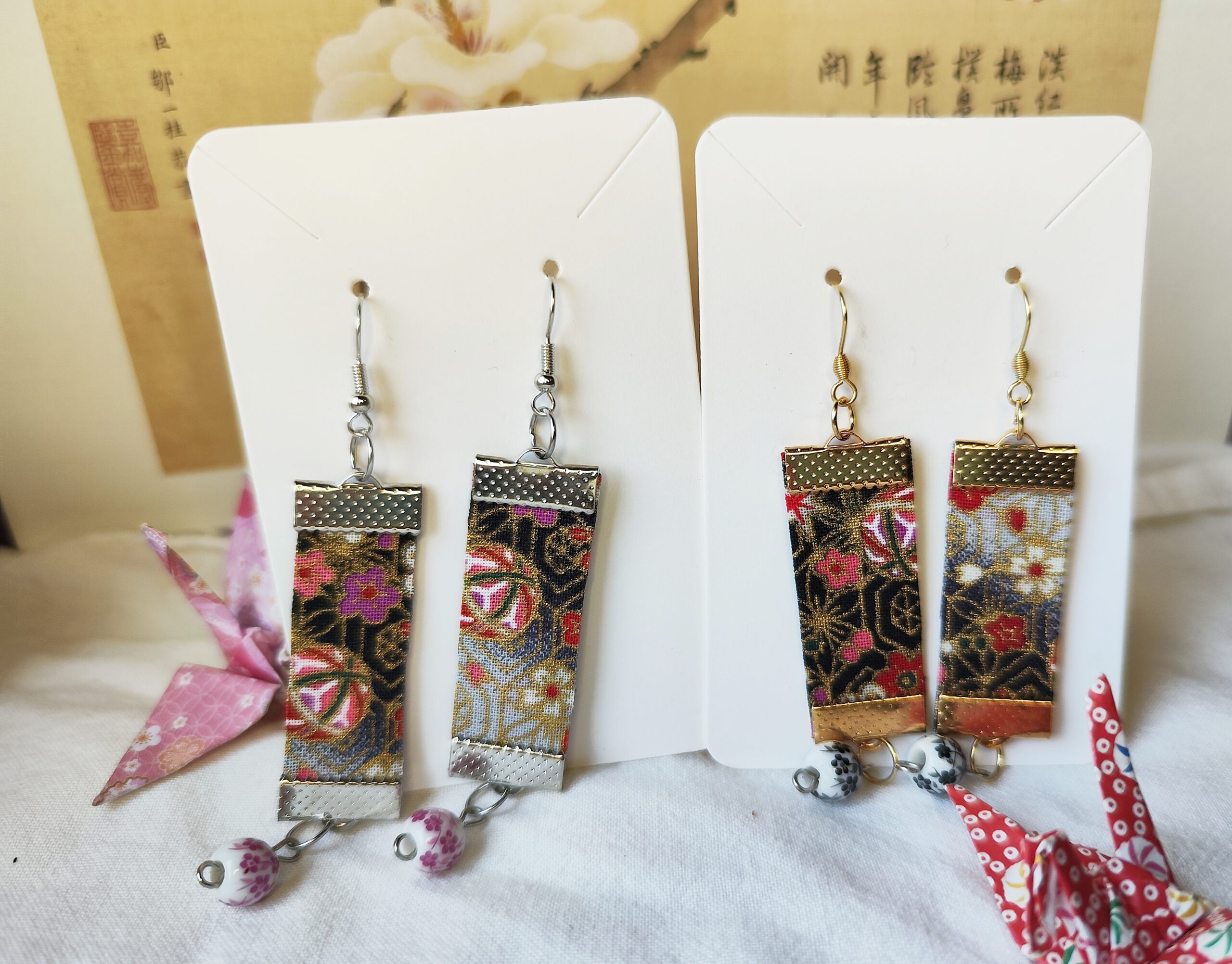 Collection de bijoux en tissu japonais – boucles d’oreilles – Image 6
