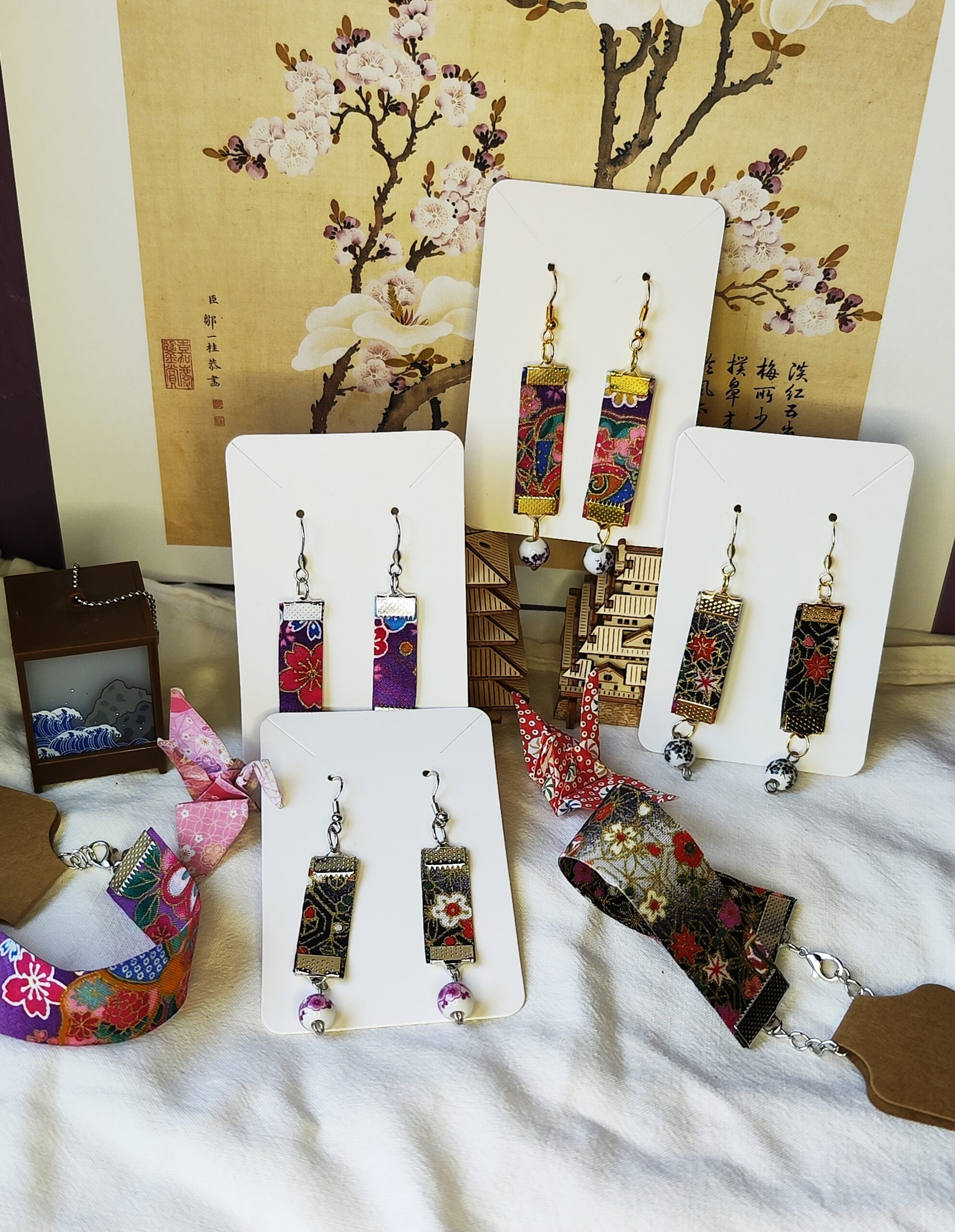 Collection de bijoux en tissu japonais – boucles d’oreilles – Image 3