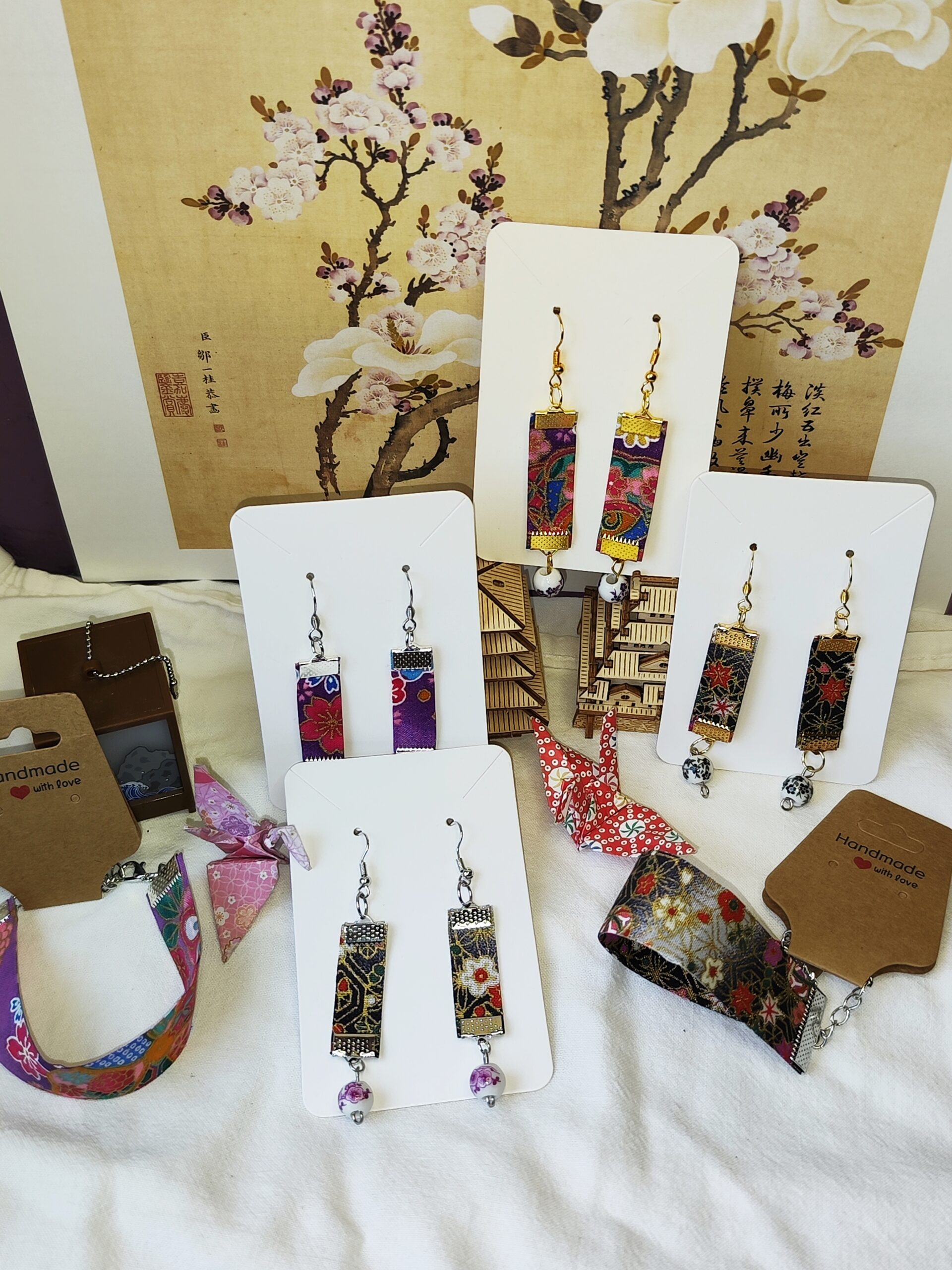 Collection de bijoux en tissu japonais – boucles d’oreilles – Image 2
