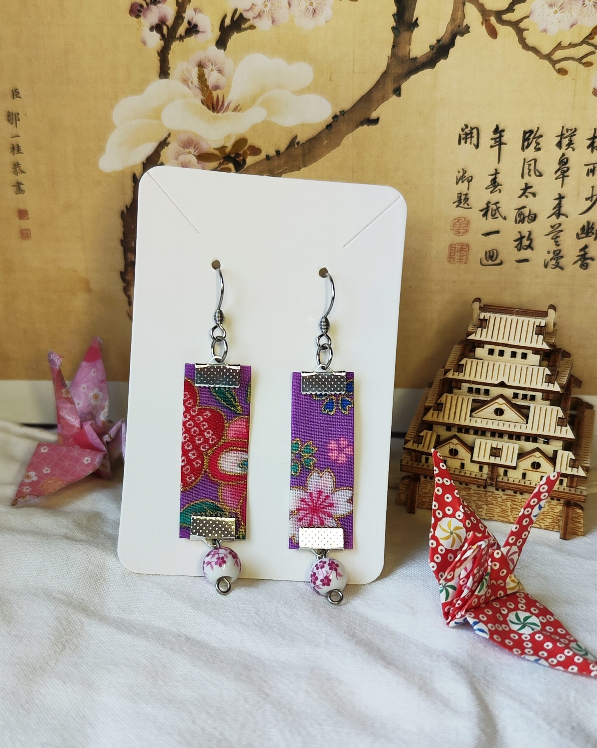 Collection de bijoux en tissu japonais – boucles d’oreilles – Image 8